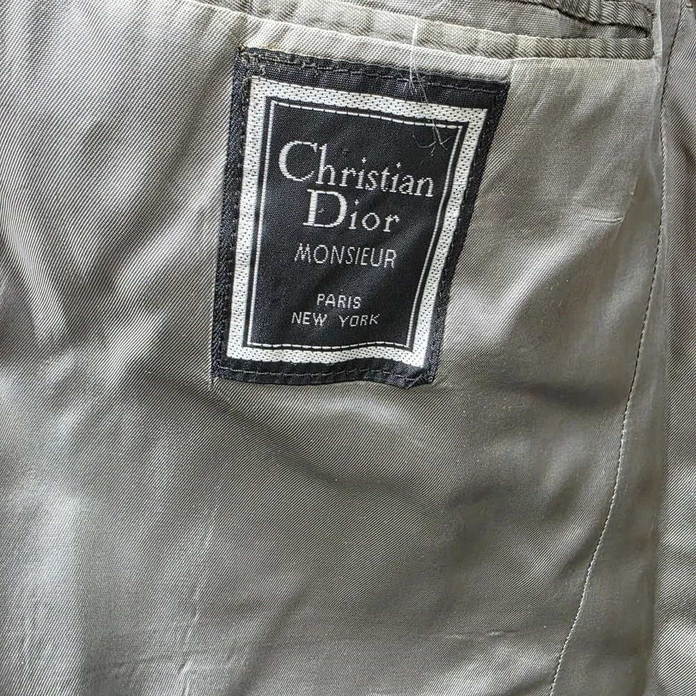 Christian Dior Monsieur Vintage Gray Blue Textured Two Button Blazer Sport Coat